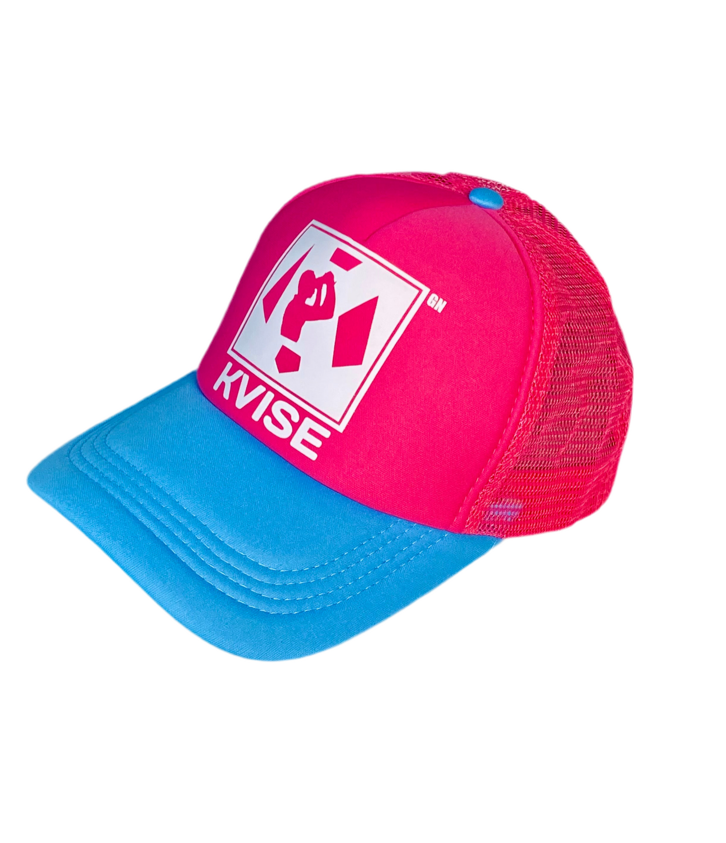 CASQUETTE DE BASEBALL (ROSE ROUGE - BLEU CIEL) AJUSTABLE EN MAILLE RESPIRANTE