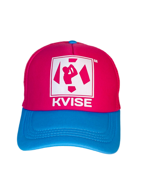 CASQUETTE DE BASEBALL (ROSE ROUGE - BLEU CIEL) AJUSTABLE EN MAILLE RESPIRANTE